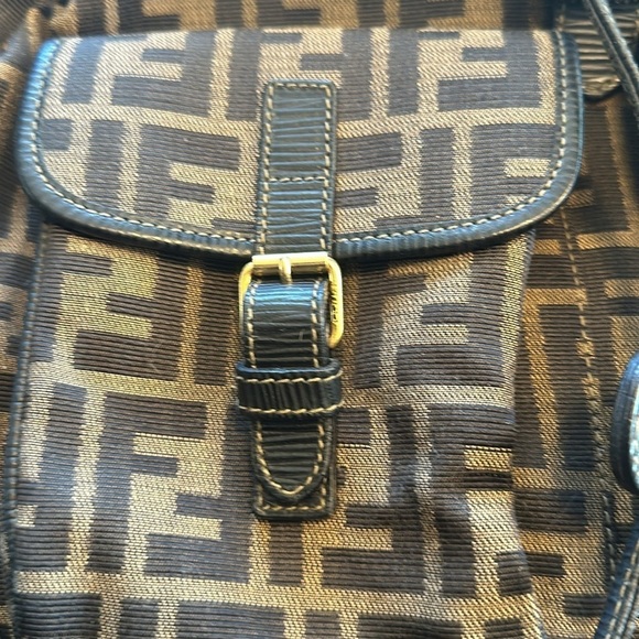 Fendi Zucca Bag Pack Canvas Leather Brown Black Backpack Rucksack with COA - Picture 6 of 16